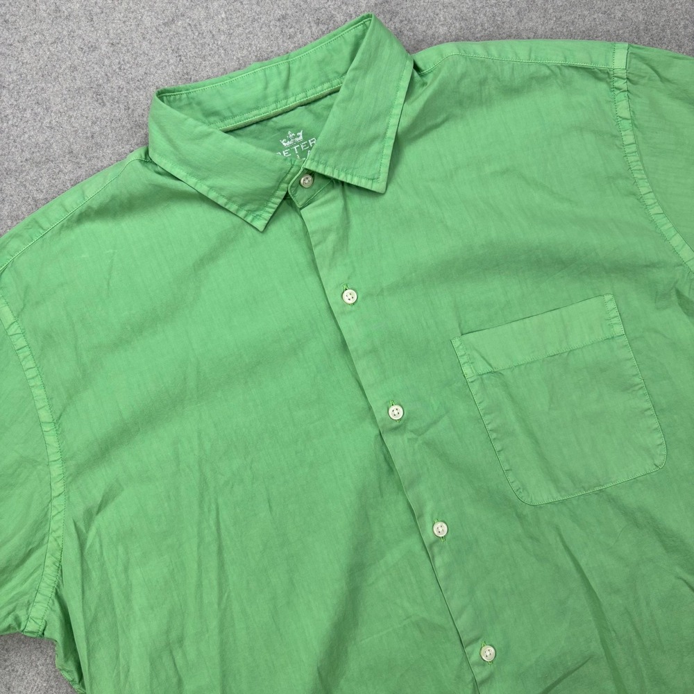 Peter Millar Silk Blend Shirt Mens XL Green Seaside‎ Collection Short Sleeve